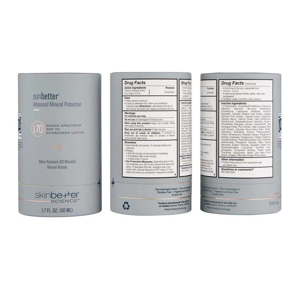 Skinbetter Science sunbetter SHEER SPF 70 Sunscreen Lotion 50 ml